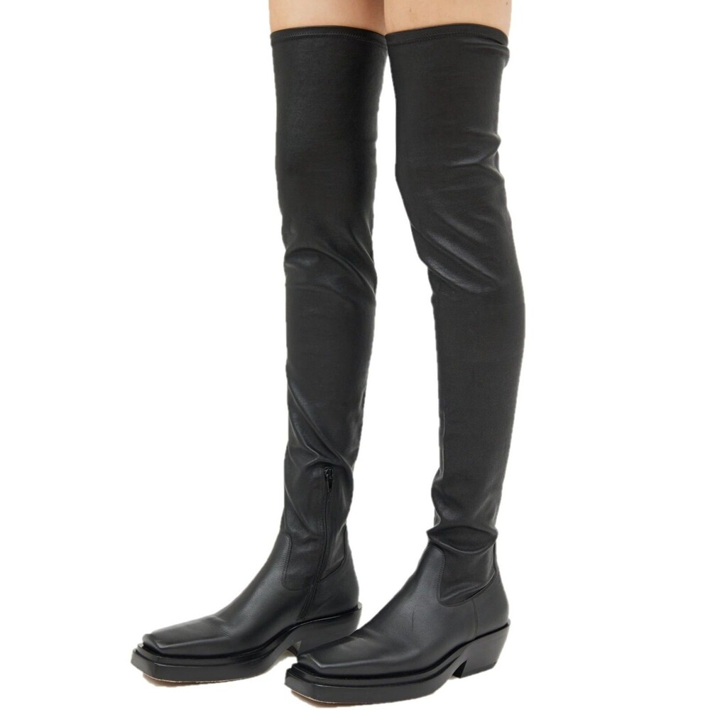 Bottega Veneta Womens Lean Leather Heel Over The Knee Boots Black Size 36 / US 6
